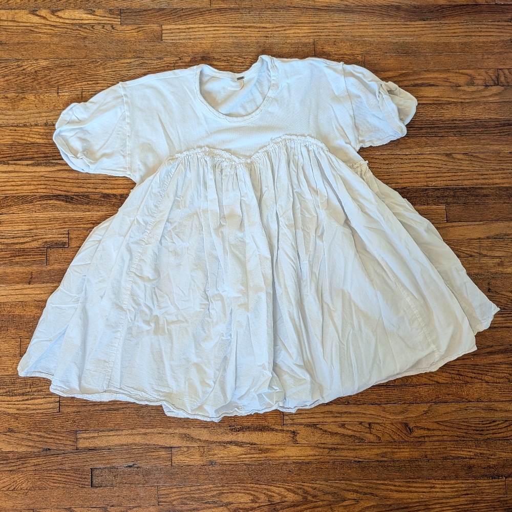 Free People White Cotton Babydoll Mini Dress
